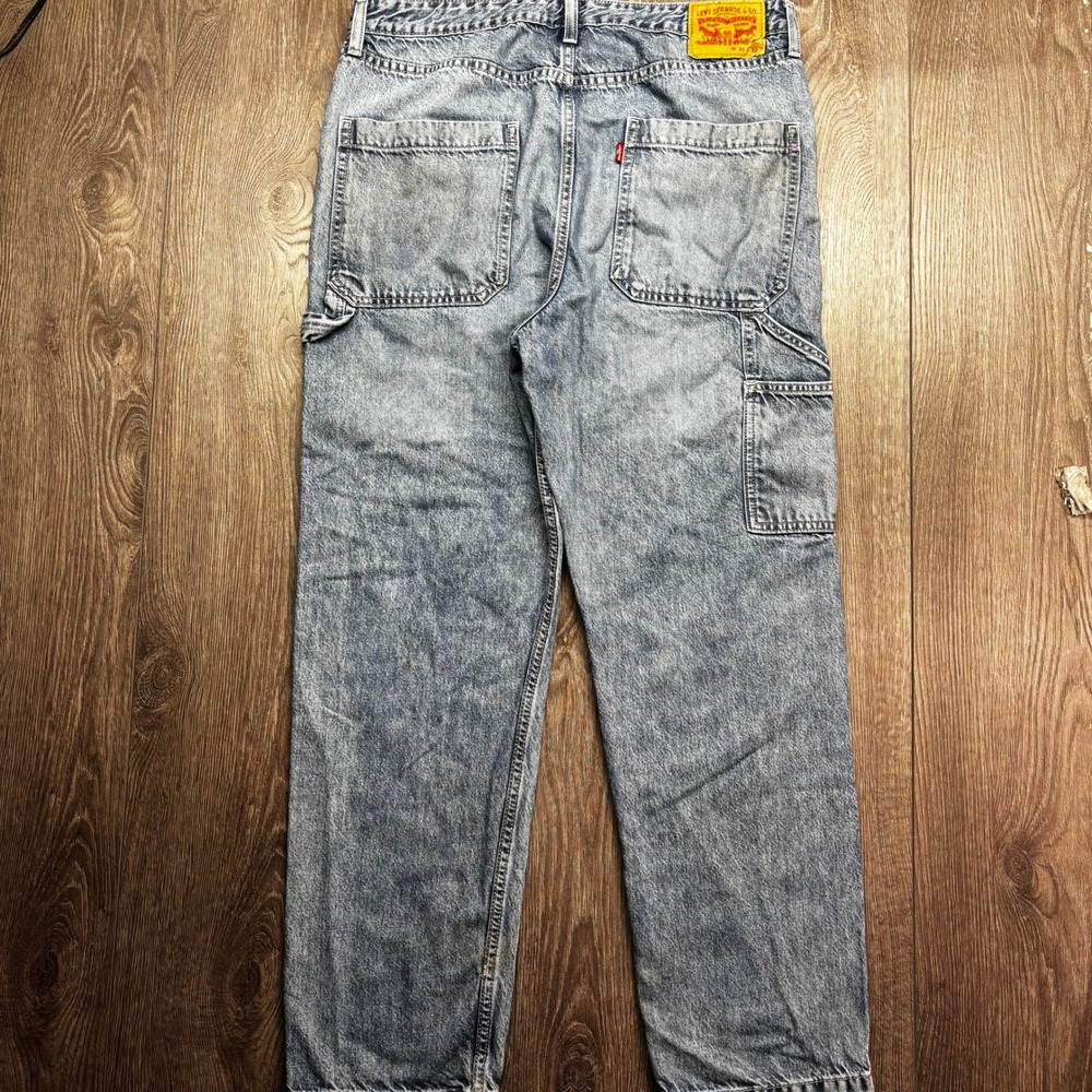 Levis Mens Carpenter Jeans 36x32 Y2k Acid Wash Blue Denim Utility Workwear Pants